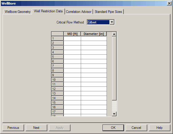 Wellbore Restriction Data