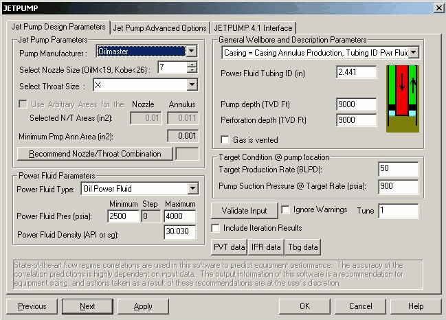 Jet Pump Input Panel