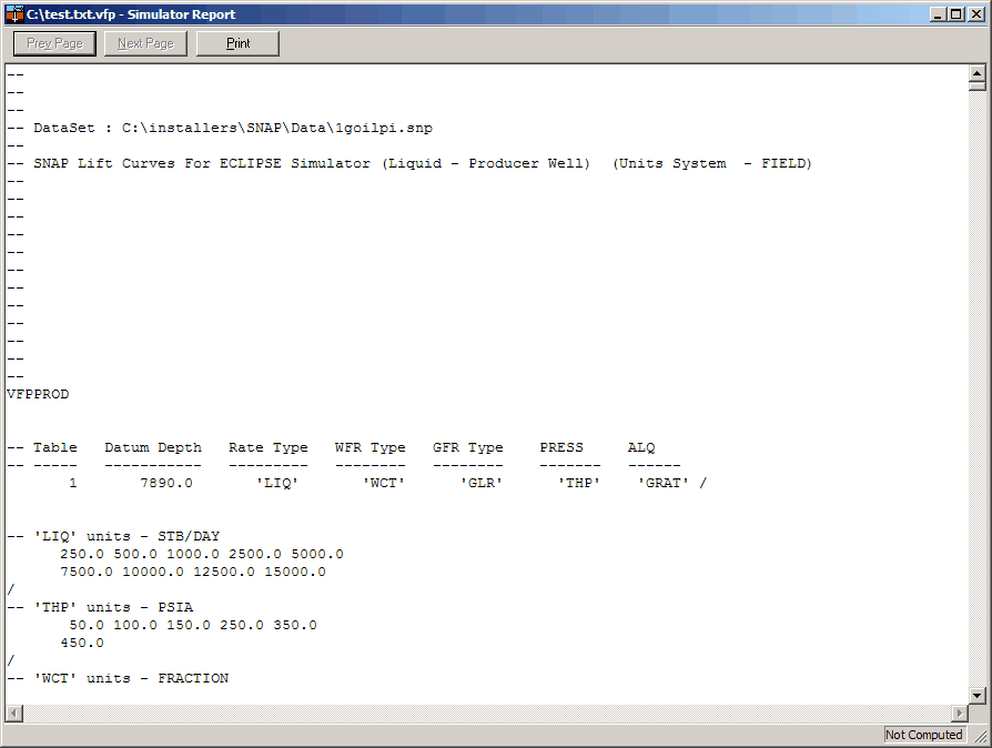 Reports Simulator Table Outputs